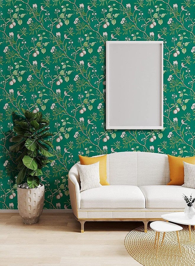 ANNACREATIONS ANNA CREATIONS Self Adhesive Decorative Peel Stick Sea Green Waterproof Floral Wallpaper Removable Wall Sticker for Living Room Hall Decoration PVC Vinyl DIY Wall Stickers 45x304cm (Green Cherry) - Image 4